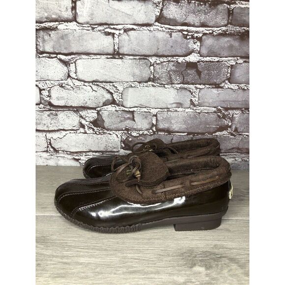 Tory Burch Brown Rubber Lace Boot Duck Shoes Women Sz 8.5M US/38.5EU - Picture 10 of 16